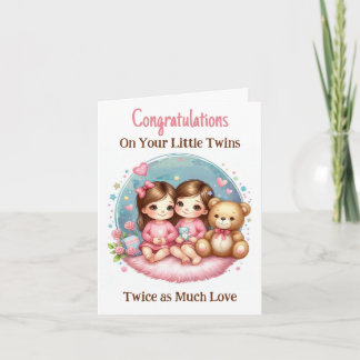 Twin Girl's Baby Duwer Gratulation Neue Eltern Einladung