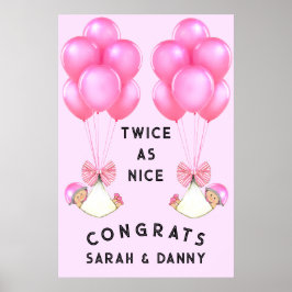 Twin Girls Baby Showbanner Poster