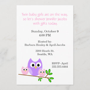 Twin Girls Baby Shower Einladung