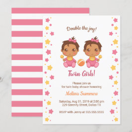 Twin Girls Babydusche 2 Einladung
