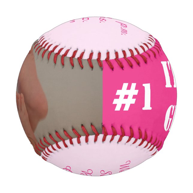 Twin Girls Birth Stats Pink Foto Baseball (Rückseite)