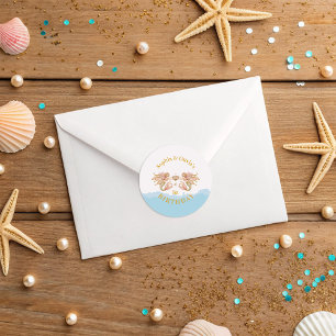 Twin Girls' Fairy Mermaid Birthday Runder Aufkleber