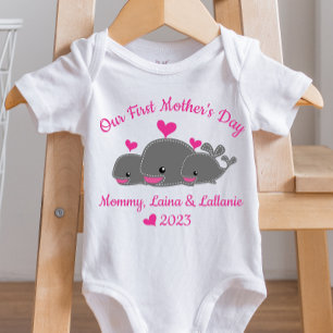 Twin Girls First Mother Day Säugling Bodysuit Baby Strampler