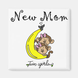 Twin Girls Junge Mutter T - Shirt und Geschenke Magnet