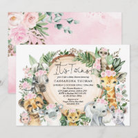Twin Girls Jungle Safari Party Animals Baby Dusche