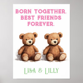 Twin Girls Kinderzimmer, Vintag Teddy Bears, Poster