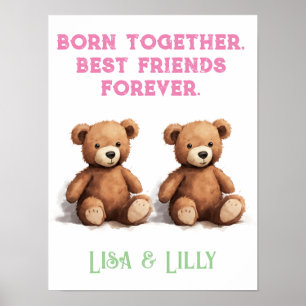 Twin Girls Kinderzimmer, Vintag Teddy Bears, Poster