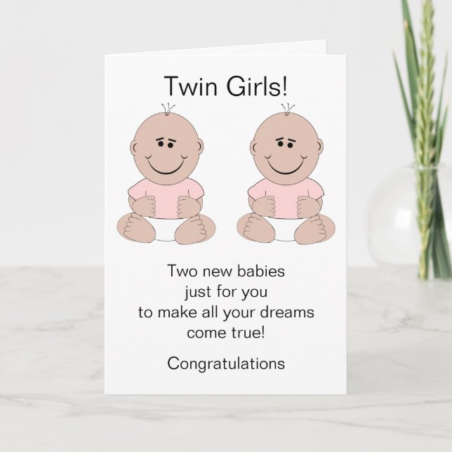 Twin Girls Neue Geborene Babykarte Karte (Vorderseite)