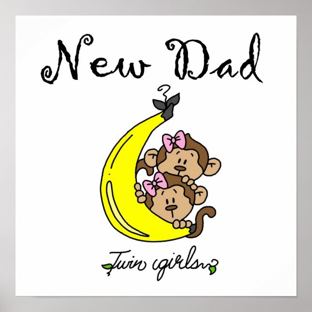 Twin Girls New Dad Geschenke Poster (Vorne)