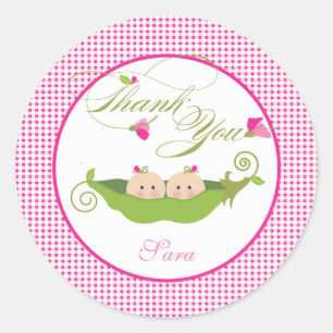 Twin Girls Pea in einem Pod Baby Shower Sticker