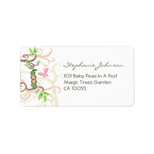 Twin Girls Pink Peas in Pod Baby Address Labels Adressaufkleber
