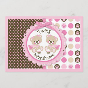 Twin Girls Teddy Bears Tutus Babydusche Einladung