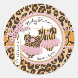 Twin Girls Tutus Cheetah Print Baby Shooting Label Runder Aufkleber