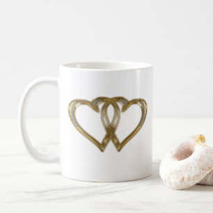 Twin Gold Hearts Valentinstag Tasse