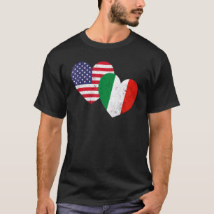 Twin Hearts Italien USA-Flaggen Distressed für ita T-Shirt