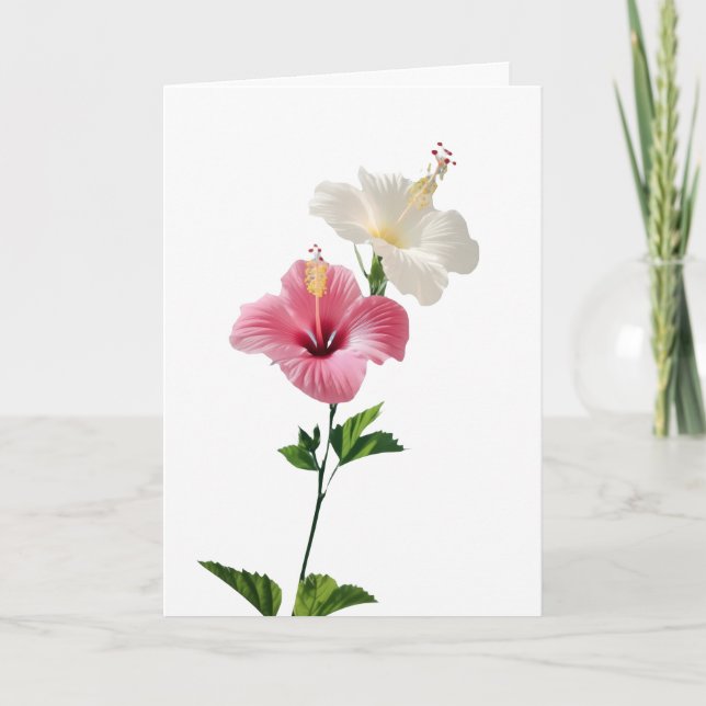 Twin Hibiscus Elegance Blush & Ivory Bloom Harmony Karte (Vorderseite)
