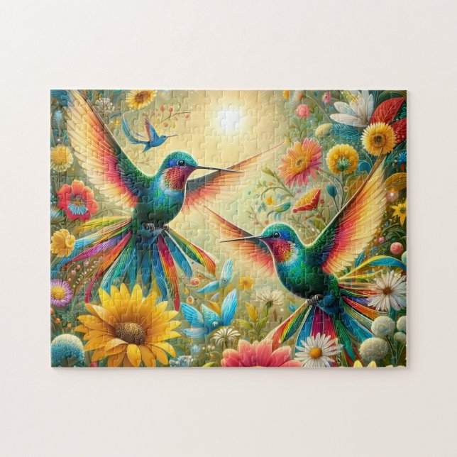 Twin Hummingbirds Sun Puzzle (Horizontal)