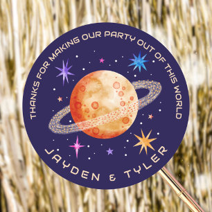 Twin Joint Planet und Stars Weltraum Vielen Dank Runder Aufkleber