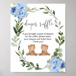 Twin Jungs Teddy Bär Windel-Gewinnspiel-Zeichen Poster