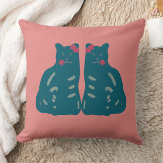 Twin Kittens Throw Pillow Kissen