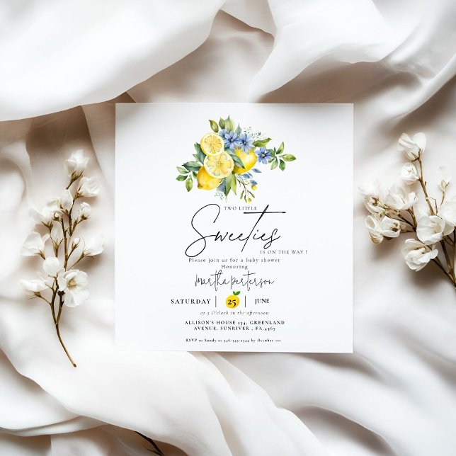 Twin Lemon Blue Citrus Fruit Summer Baby Dusche Einladung (Von Creator hochgeladen)