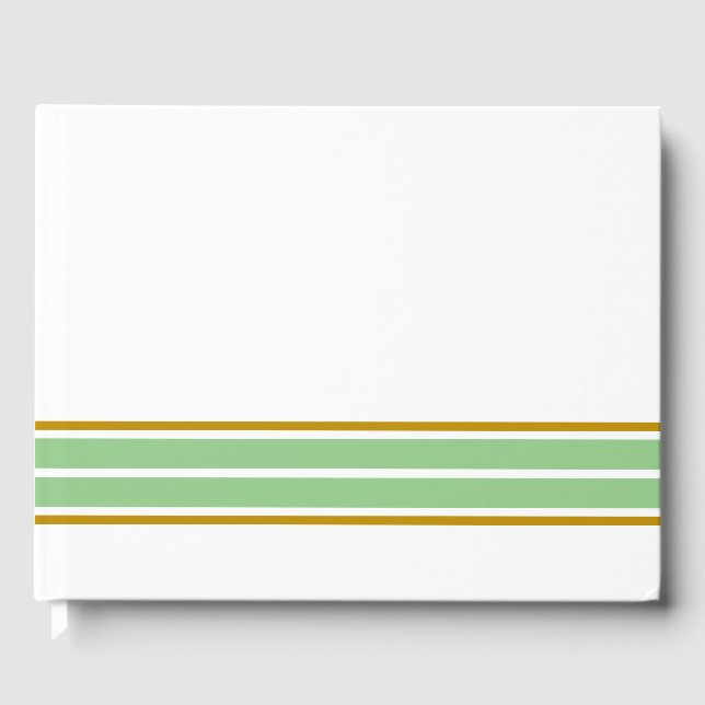 Twin Light Green Bottom Racing Streifen auf weiß Gästebuch (Vorderseite)