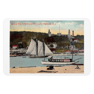 Twin Lights, Highlands, NJ Vintage Postkarte Magnet