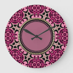 Twin Lights Hot Pink Geometric Art Wall Clock Große Wanduhr