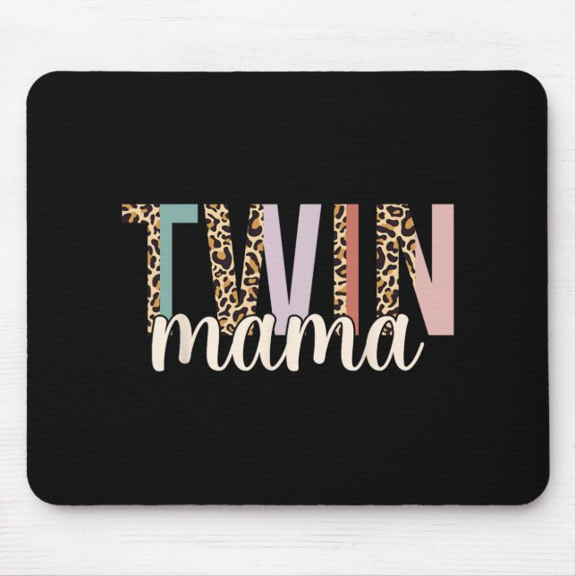Twin Mama Leopard New Mom Of Twins Squared Mommy M Mousepad (Vorne)