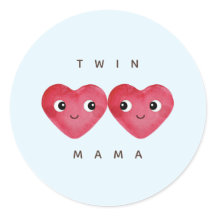 Twin Mama mit Blue Watercolor Baby Hearts