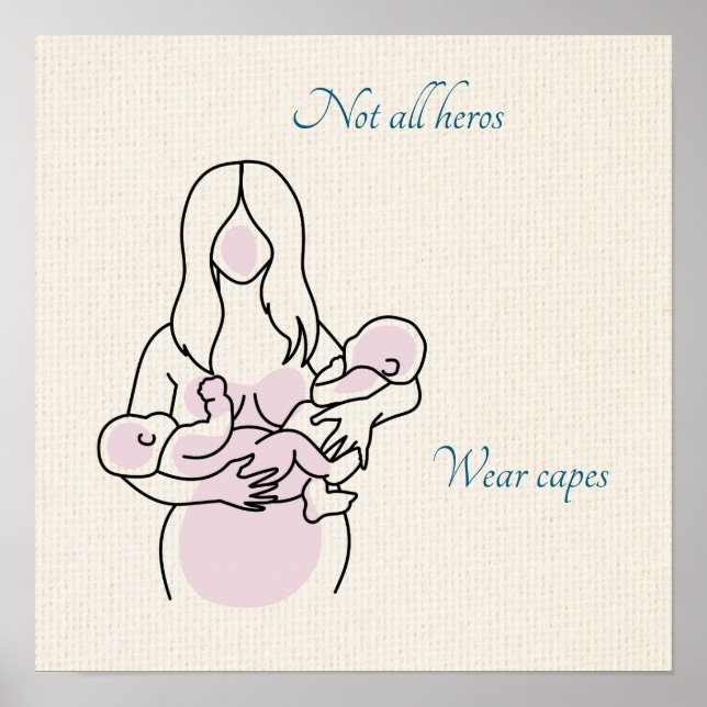 Twin Mama Superhero Poster (Vorne)