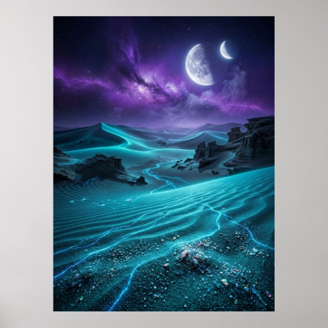 Twin Moon Alien Desert Glow Poster (Vorne)