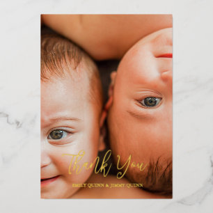 Twin Overjoyed Vielen Dank Foto Geburtsankündigung Folien Feiertagskarte