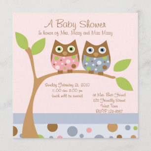 Twin Owl Baby Dusche Einladung