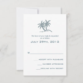 Twin Palm Trees Blue Tropical Beach Hochzeit RSVP Karte