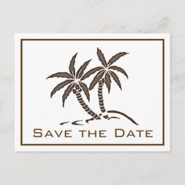 Twin Palm Trees Brown Tropical Save the Date Ankündigungspostkarte