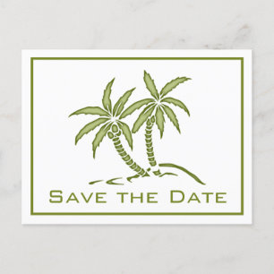 Twin Palm Trees Green Tropical Save the Date Ankündigungspostkarte