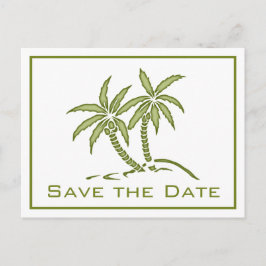Twin Palm Trees Green Tropical Save the Date Ankündigungspostkarte