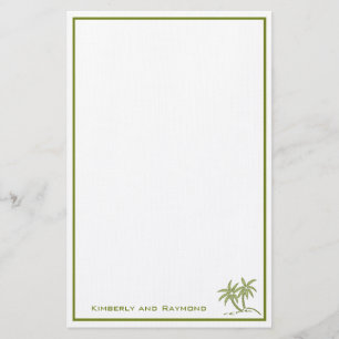 Twin Palm Trees Tropical Green Personalisiert Briefpapier