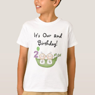 Twin Peas in einem Pod 2. Geburtstag T - Shirt und