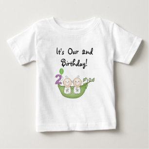 Twin Peas in einem Pod 2. Geburtstag T - Shirt und