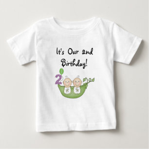 Twin Peas in einem Pod 2. Geburtstag T - Shirt und