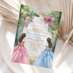 Twin Pink Blue Dress Floral Prinzessin Mis Quince Einladung<br><div class="desc">Blush Pink und Blue Dress Floral Prinzessin Gold Mis Quince Einladung Quinceañera 15 Anos,  16. Geburtstag Gold Schmetterling</div>