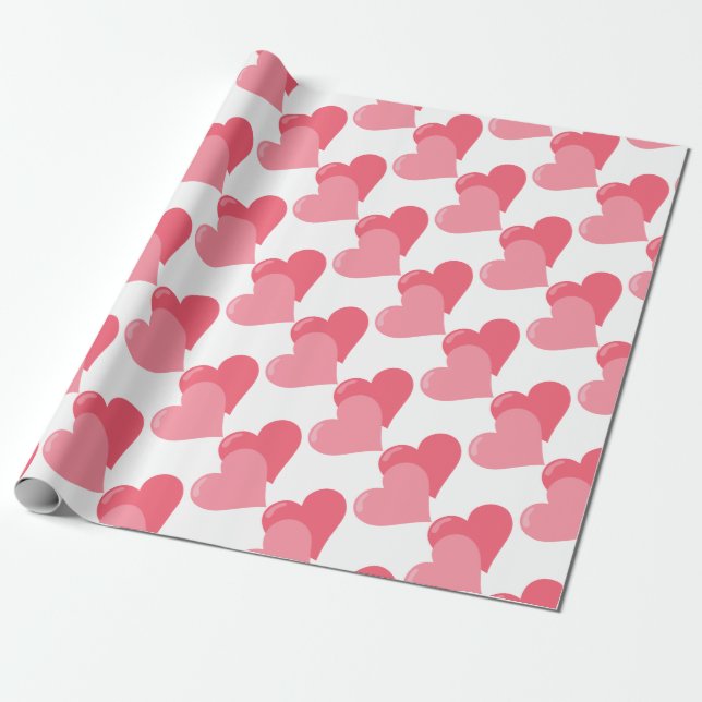 Twin Pink Hearts Geschenkpapier (Ungerollt)
