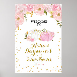 Twin Pink und Gold Pumpkin Begrüßungszeichen Poster