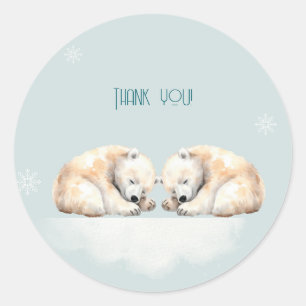 Twin Polar Bears Double Snuggles Baby Shower Runder Aufkleber