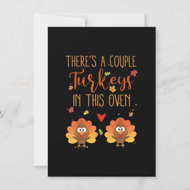 Twin Pregnancy Announcement Baby Reveal Thanksgivi Einladung (Vorderseite)