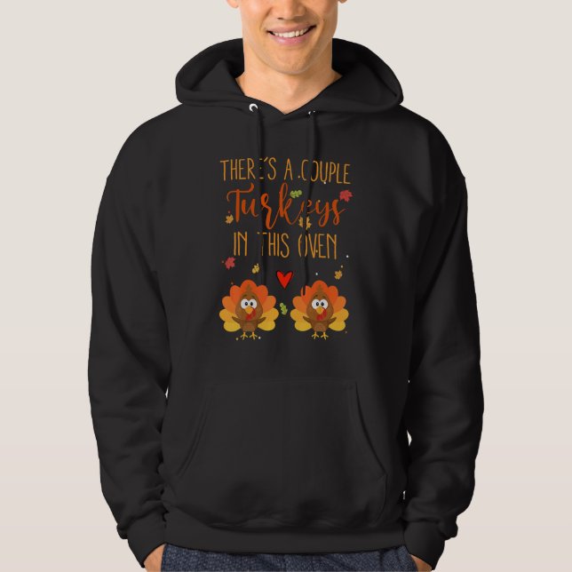 Twin Pregnancy Announcement Baby Reveal Thanksgivi Hoodie (Vorderseite)