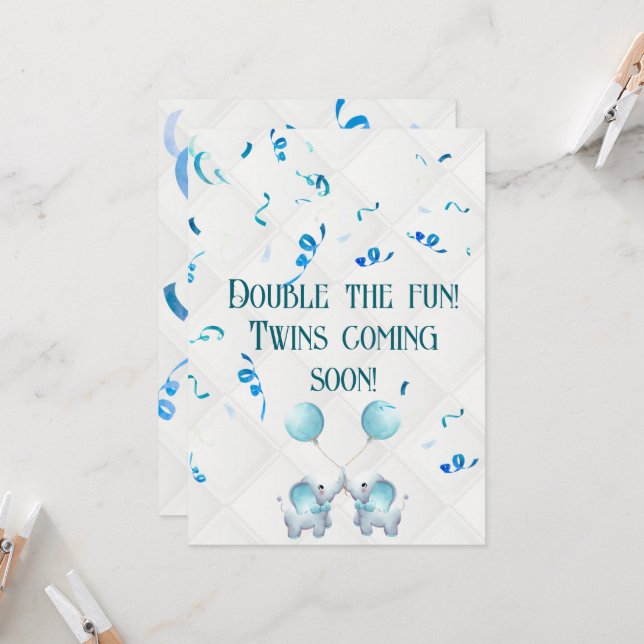 Twin Pregnancy Double the Joy Ankündigung (Vorderseite/Rückseite Beispiel)