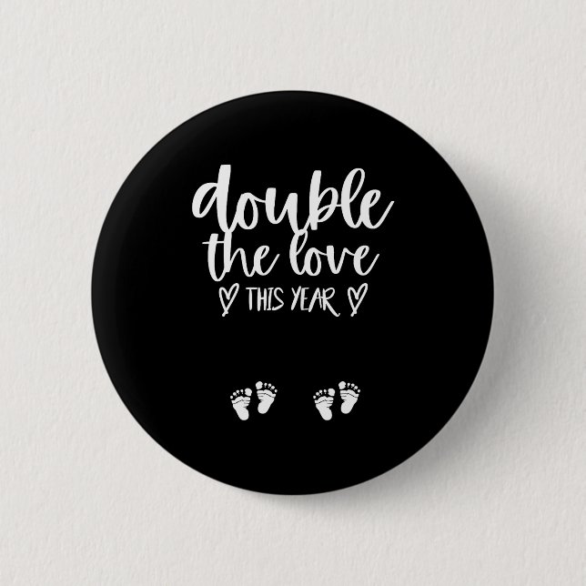 Twin Pregnancy Valentines Day Baby Announcement  Button (Vorderseite)
